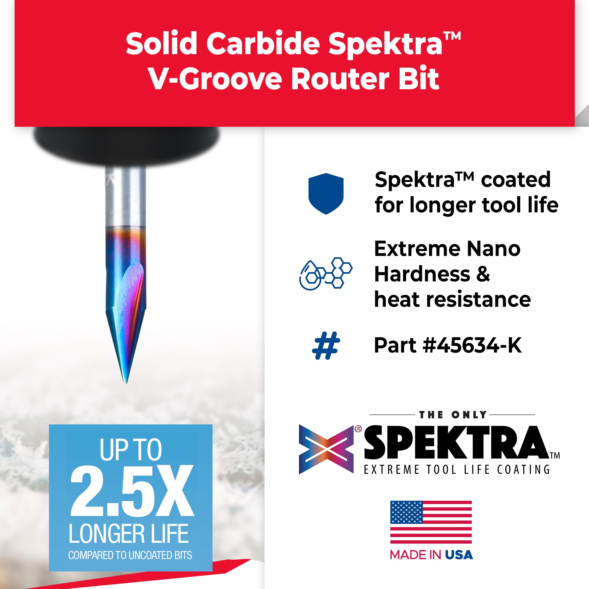 Amana Tool 45634-K SC Spektra Extreme Tool Life Coated V